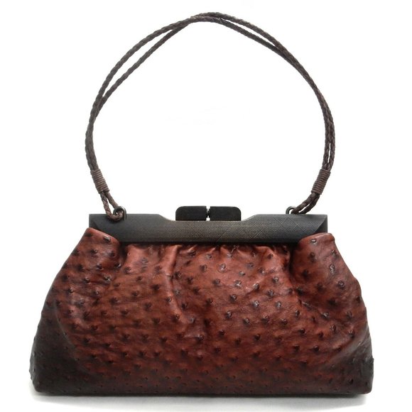 SALE! MINT! Gucci Ostrich Skin Shoulder Bag! - Picture 1 of 8